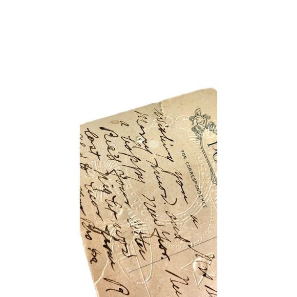 Antique 1911 JB Embossed Christmas US Benjamin Franklin One Cent Stamp Postcard - Picture 6 of 8